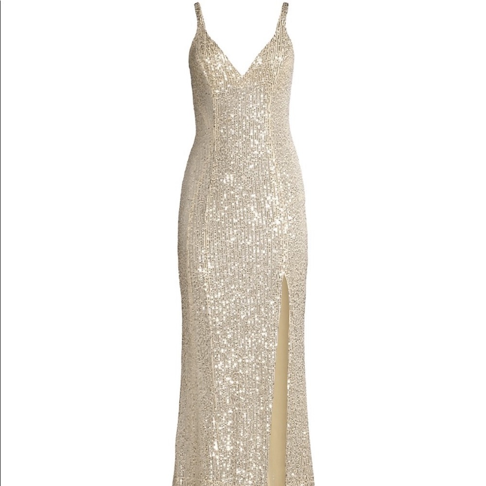Sequined V-Neck Gown